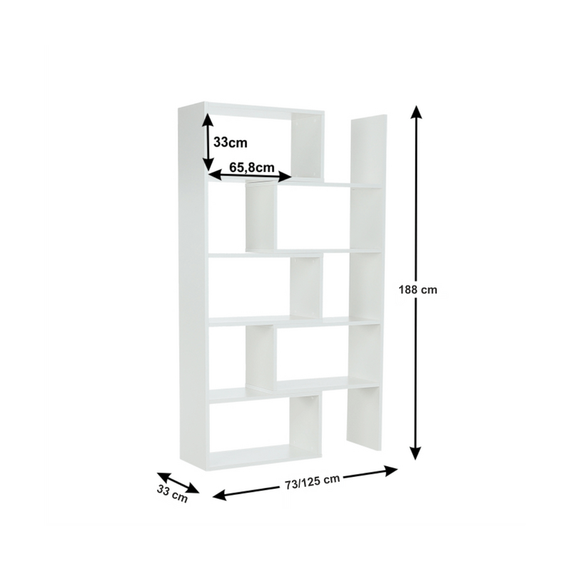Etajera, alb, KLOE din PAL L73 x P33 x H188 cm